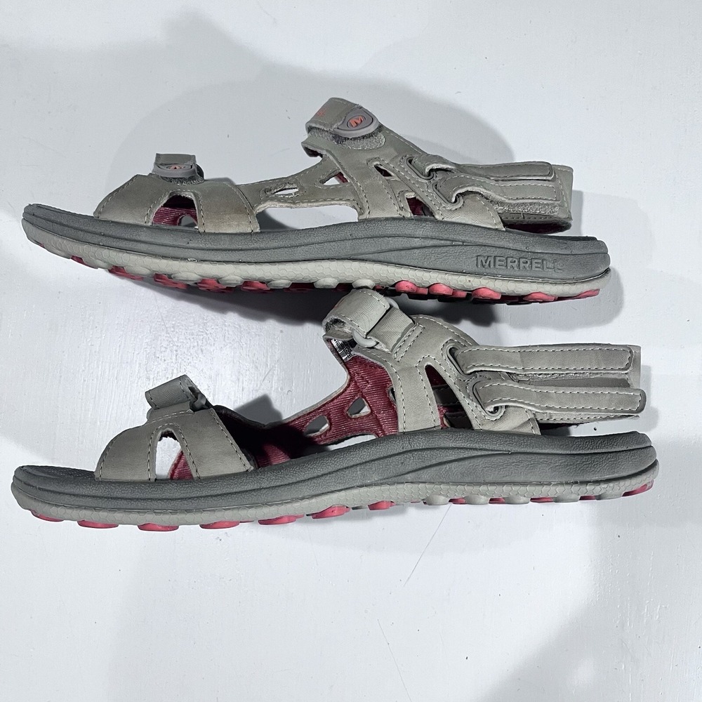 Merrell Sandals Coral Tan‎ Strappy Outdoor Back  And Side Strap Waterproof 8 - Picture 3 of 6